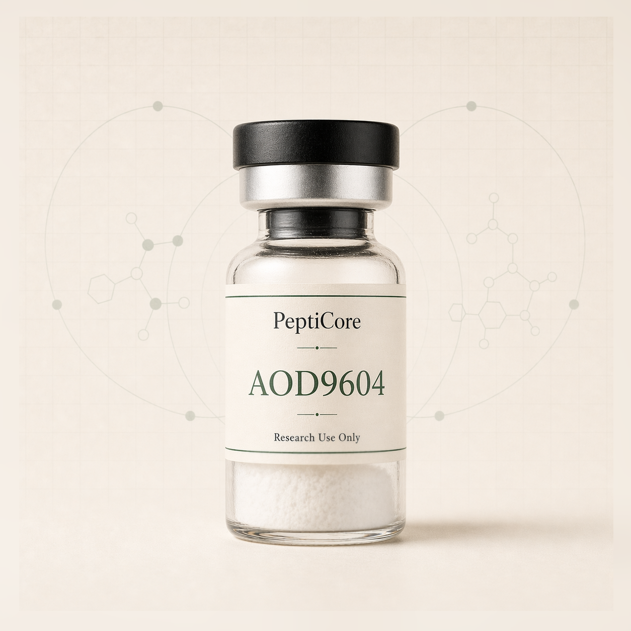 AOD-9604 research-use catalog vial from PeptiCore