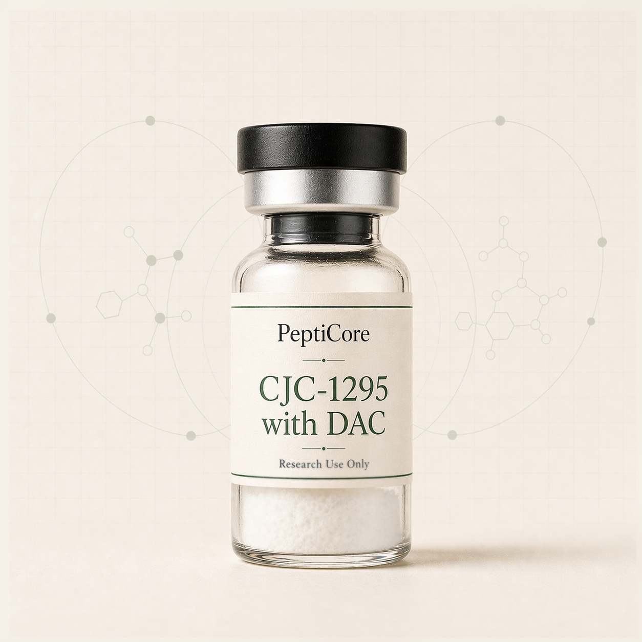 CJC-1295 with DAC research-use catalog vial from PeptiCore