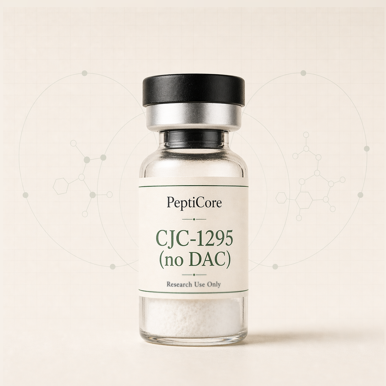 CJC-1295 (no DAC) research-use catalog vial from PeptiCore