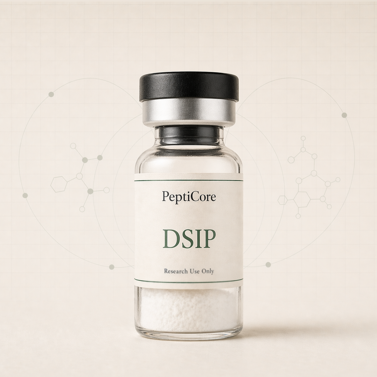 DSIP research-use catalog vial from PeptiCore