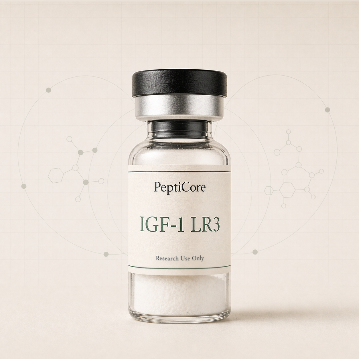 IGF-1 LR3 research-use catalog vial from PeptiCore