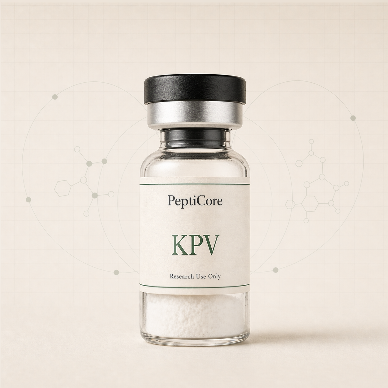 KPV research-use catalog vial from PeptiCore