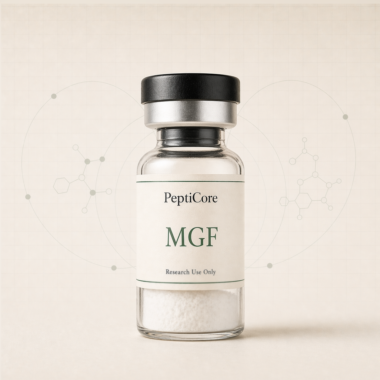 MGF research-use catalog vial from PeptiCore