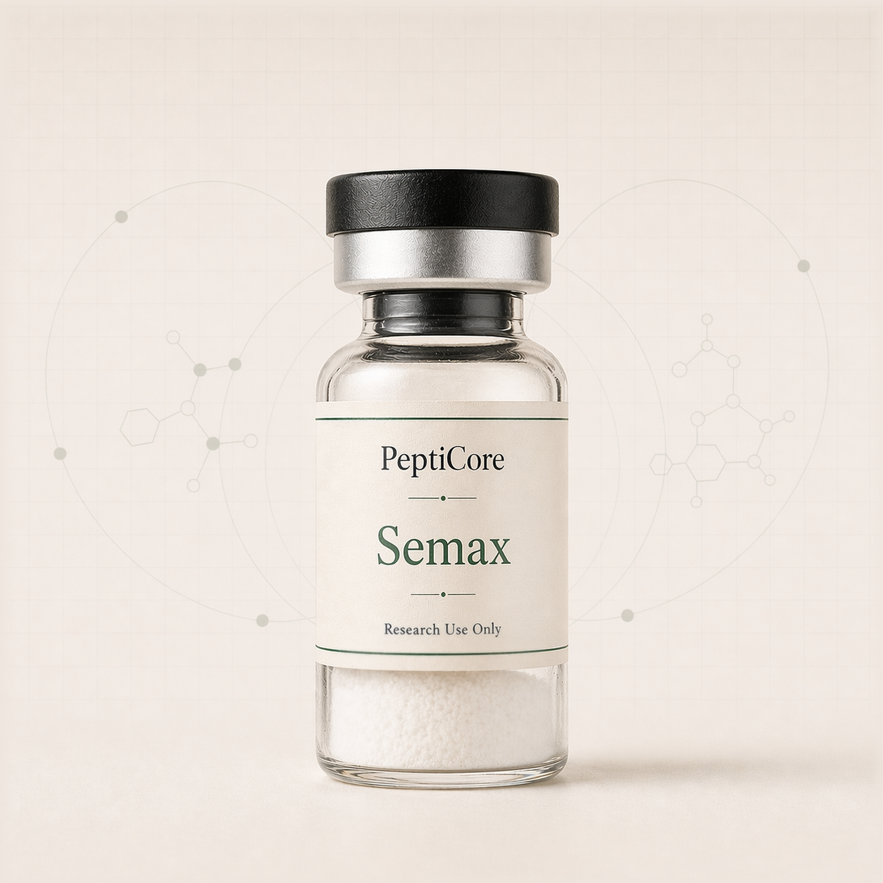 Semax research-use catalog vial from PeptiCore