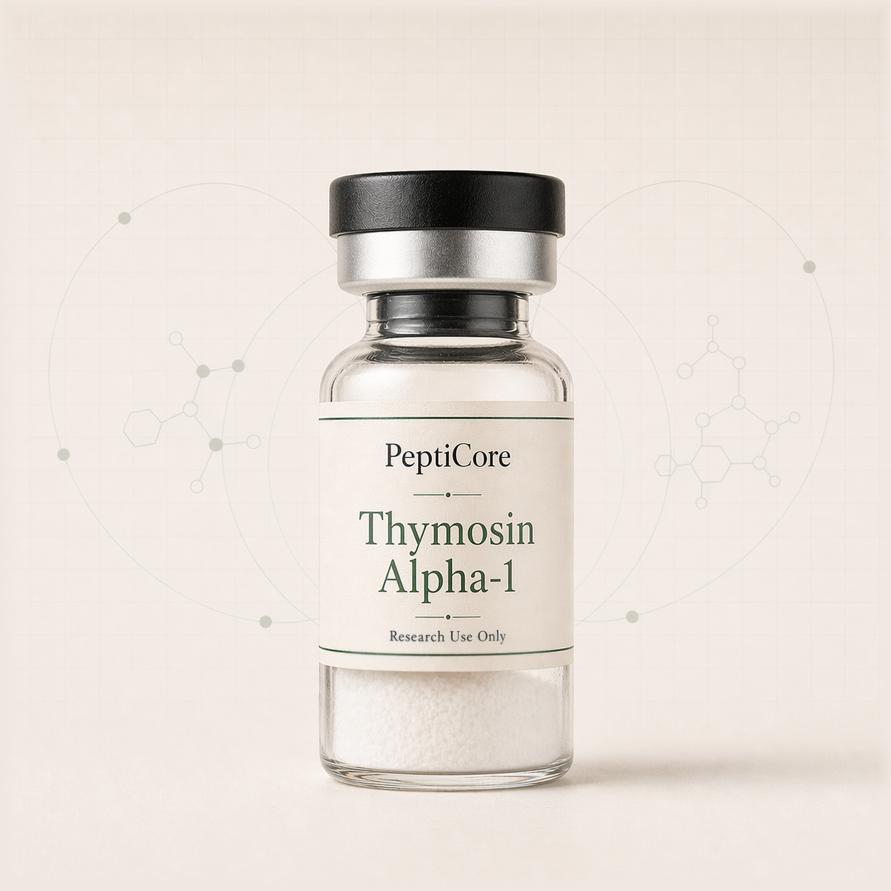Thymosin Alpha-1 research-use catalog vial from PeptiCore